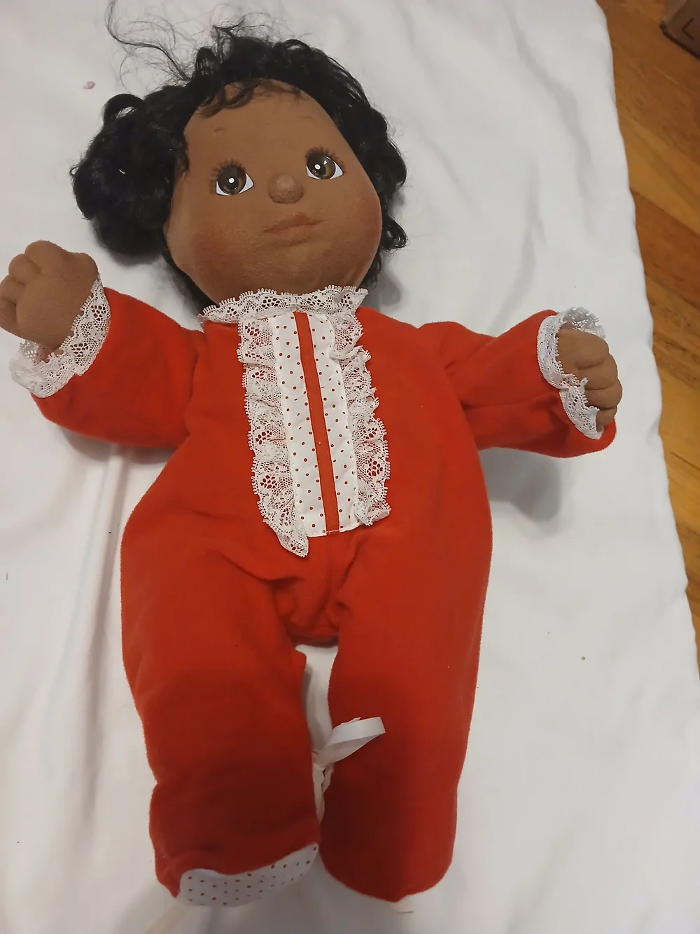 My Child Baby Doll African American Black Hair Red Suit Vintage - Picture 1 of 12